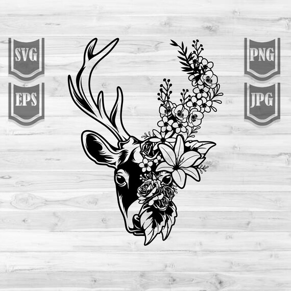 Floral Deer Svg File || Floral Animal Svg || Deer Svg || Deer Flowers Svg || Floral Animal Shirt || Floral Animal Png || Cutting files