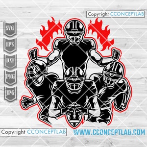 American Football svg | Flaming Hot Players Clipart | Fußball-Team-Schnitt-Datei | Fan T-Shirt png | Champion Home Run Schablone | Quarterback dxf
