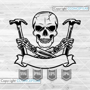 Carpenter Skull svg | Repair Monogram Stencil | Contractor Gift Idea dxf | Home Builder jpeg | Repairman Dad Cutfile | Carpentry Shirt png