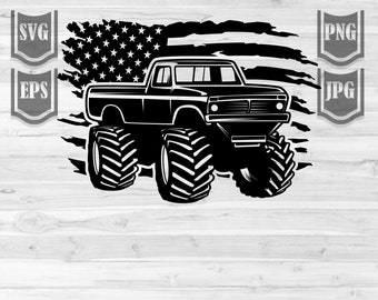 USA Monster Truck svg / Racing Car Clipart / Car Show dxf / Trucker Dad Shirt png / Extreme Sports Cutfile / Big Pick Up Stencil / Driver