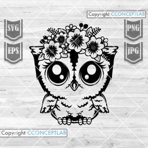Cute Floral Owl Svg Files | Owl Svg | Floral Owl Svg | Floral Animal svg | Bird Svg | Owl Clipart | Floral Bird Svg  Owl Svg Files | Owl Png