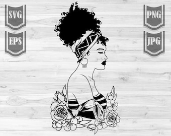 Afro Girl Side Beauty SVG Datei || Afrikanisches Mädchen Svg || Afro Girl Svg || Queen afro Girl svg || Schöne Afro Frau || Starke Frau svg