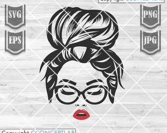 Messy Bun Mom svg | MomLife Clipart | Red Lips Mom Life Stencil | Mother's Day Gift Idea dxf | Sexy Mommy Shirt png | Best Mama Ever Cutfile