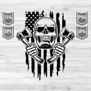 US Lumberjack Skull Svg File || Axemen Svg || US Lumberjack Shirt || Cutfiles || Lumber Jack woodman || Patriotic Lumberjack