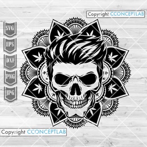 Schädel Mandala Weed svg | Cannabis Clipart | Marihuana Schablone | Rauchen Joint dxf | 420 Shirt png | Kush Life jpeg | Stoner Rasta Dope Totenkopf