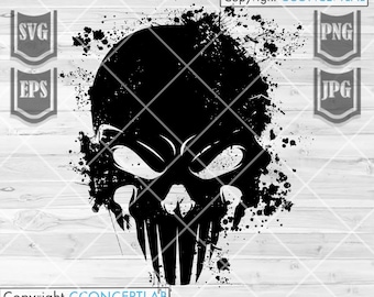 Distressed Skull svg | Skull Head svg | Skull Clipart | Skull Cutfile | Skull Shirt svg | Distressed Skull png | Skull Stencil | Skull png
