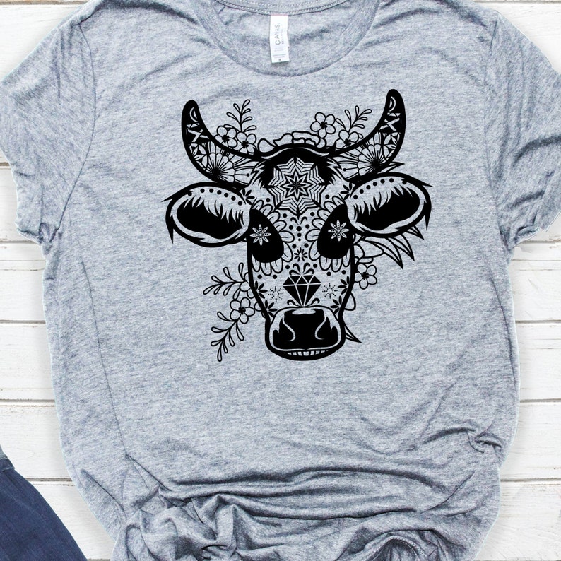 Download CandySkull Cow Svg File Cow Floral svg SugarSkulll Cow | Etsy