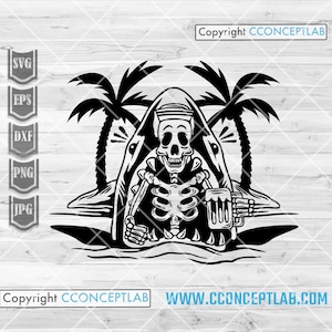 Summer Skull Shark svg | Island Life Clipart | Skeleton Death Chillin dxf | Wild Whale Cutfile | Summer Shirt png| Tropical Vacation Stencil