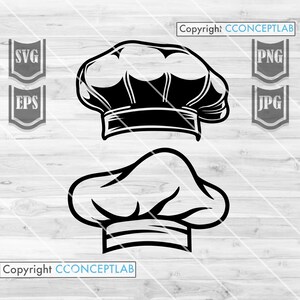 Puede incluir: Dos ilustraciones en blanco y negro de gorros de chef. El gorro de arriba está relleno de negro, mientras que el gorro de abajo está delineado en negro.