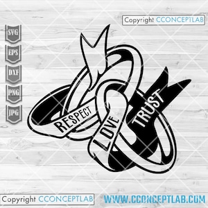 Ehering svg | Respekt, Liebe Vertrauen, Schnittdatei | Versprechen Ring Schablone | Liebhaber Shirt png | Braut Clipart | Mann Frau Geschenk Idee dxf