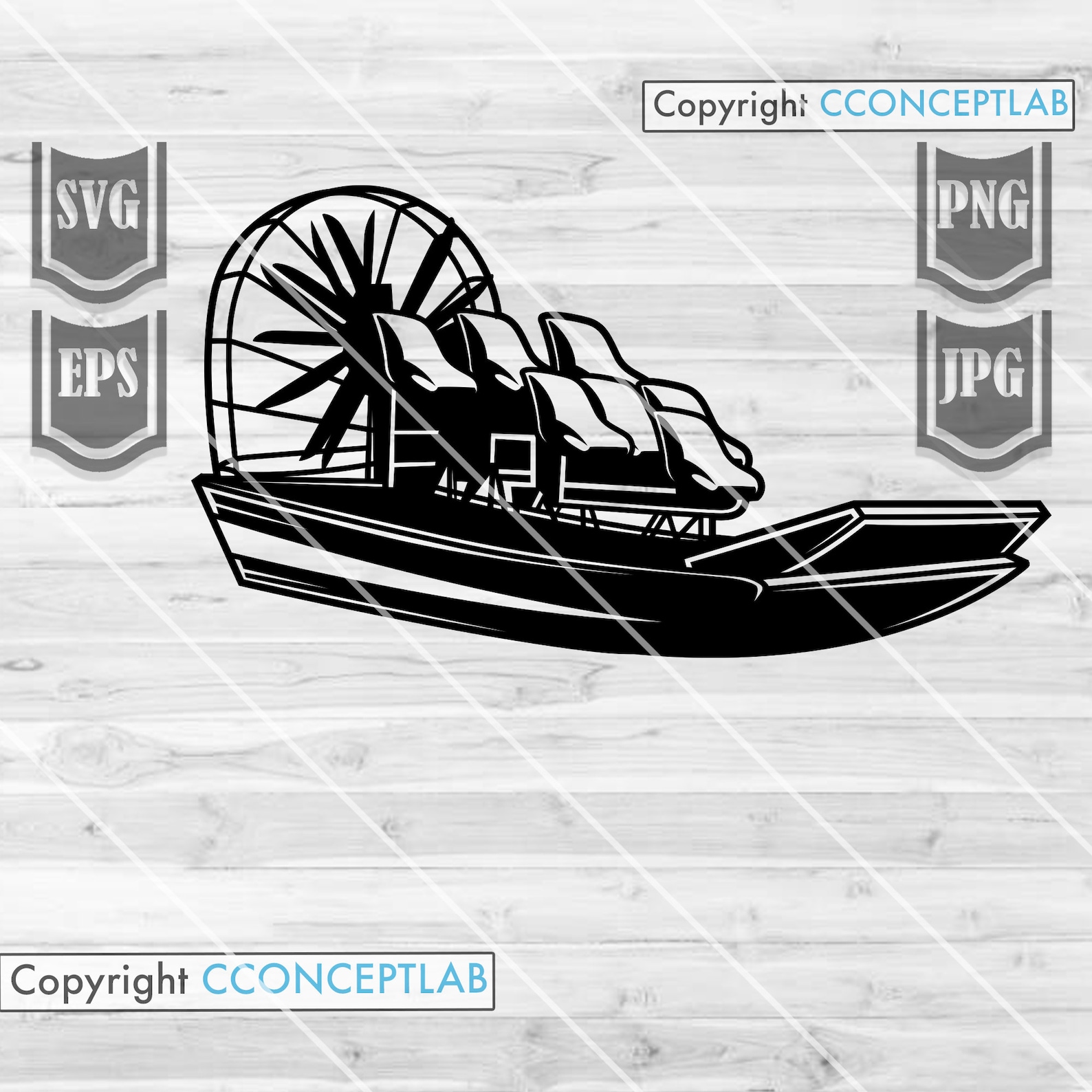 Air Boat Svg | Air Boat Clipart | Air Boat Cutfile | Air Boat Stencil ...