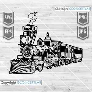 Train svg | Old Vehicle Clipart| Ancient Transportation Cut File | Old Commuters Stencil | Historic Transport dxf | Train Driver Gift Idea