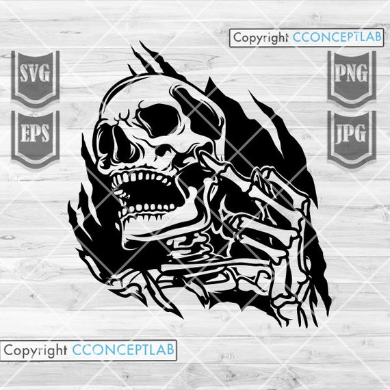 Digital Skeletal Fvck You Sign Stencil Scratch Skull Cut File Skull ...