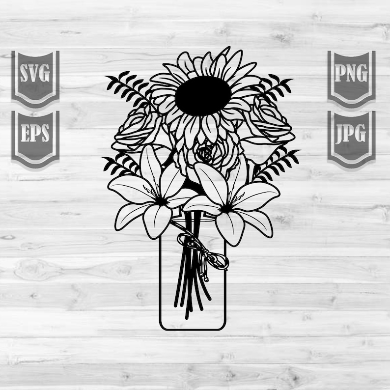 Free Free 244 Flower Svg Free Mason Jar Flowers Svg SVG PNG EPS DXF File