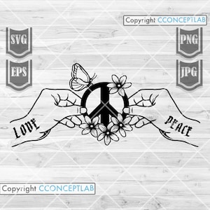 Love and Peace Sign svg, Love svg, Peace svg, Love and Peace Clipart, Love Cutfile, Peace Cutfile, Love and Peace Shirt svg, Love Peace png