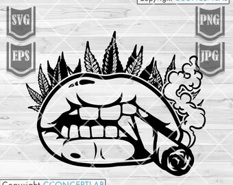 Weed svg | Sexy Lips Smoking Blunt svg | Cannabis Leaf Clipart | Marijuana Shirt png | 420 | Rolling Joint | Weed Life Stencil | Rasta Dope
