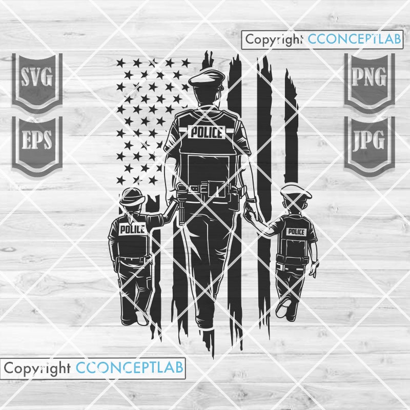 US Police Father Daughter and Son Svg Like Father Like Son | Etsy