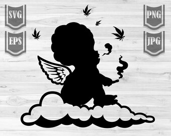 Baby Angel Smoking Joint / High Rasta Cupid Clipart / Weed Shirt png / 420 svg / Cannabis Cut File / Marijuana Stencil / Dope Stoner Kid dxf