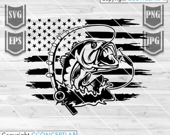 Pesca svg / Pesca de lubina en EE. UU. svg / Pez lubina svg / Lubina svg / Archivo de corte de pez lubina / Camisa de pesca svg / Pez lubina png / Clipart de pesca en EE. UU.