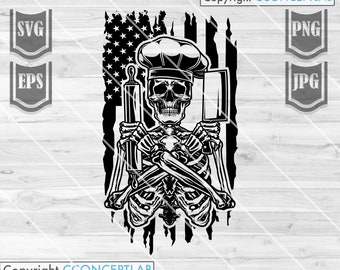 Chef svg / File Svg Chef USA // Teschio Chef USA Svg // Chef USA svg // Chef Master svg // Maglietta Chef // Griglia Svg / Panettiere svg / File di taglio per cucinare