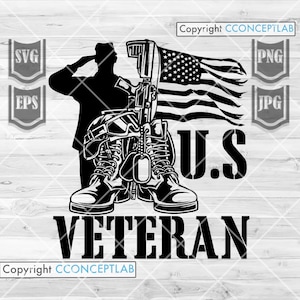 US Veteran svg | Soldier Salute Clipart | Military Dad Gift Idea T-shirt Design png | USA Army Cut File | Dog Tag dxf | Combat Boots Stencil