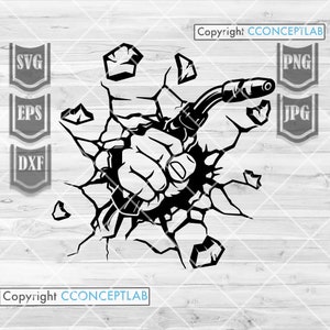 Smashed Wall Welder svg | Gecrackte Wand clipart | Schweißbrenner Schneidedatei | Schweißer Dad Geschenkidee png | Smashing Punch dxf | Schweißer T-Shirt png