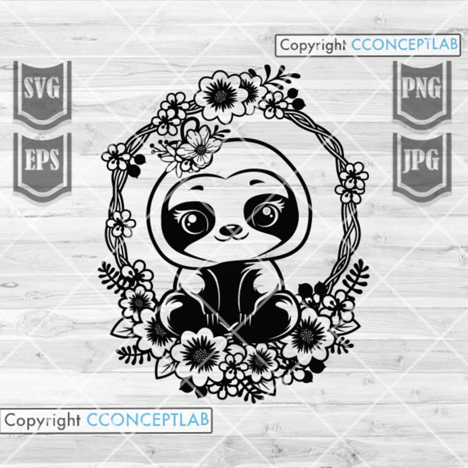 Cute Floral Sloth Svg Sloth Svg Flora Animal Svg Cute - Etsy