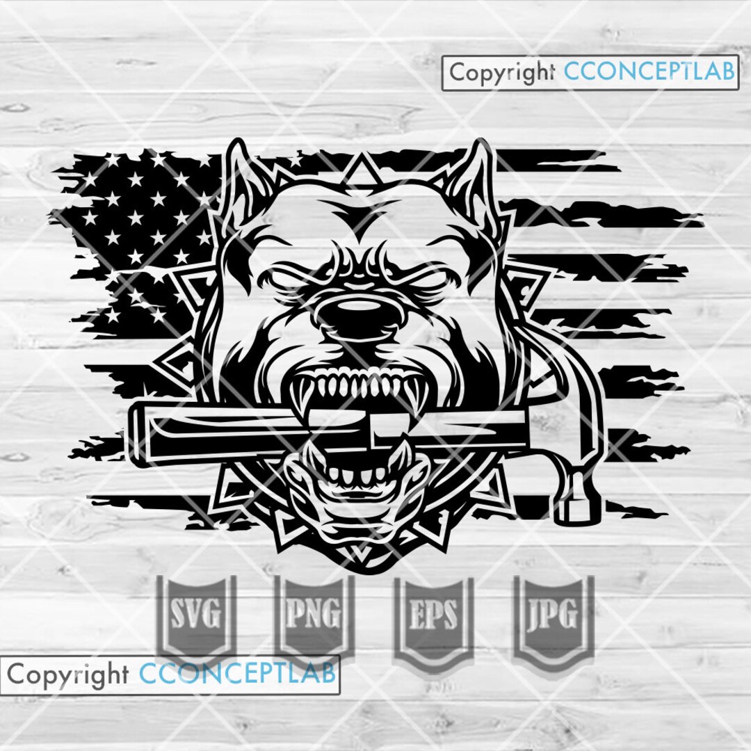 US Pitbull Carpenter Bite Hammer Svg | Wild Construction Dxf