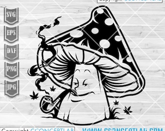 Erbaccia svg / Fungo alto svg / Clipart di funghi rasta / Stencil di pollo in legno di droga / Maglietta 420 png / Cutfile di cannabis / Marijuana / Fungo alto