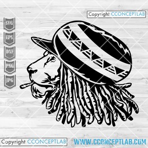 Rasta Löwe svg | Unkraut Leben Clipart | Versteinertes Tier dxf | Rauchen gemeinsam zu schneiden Cannabis Schablone | Marihuana Schablone | Kush 420 T-Shirt png