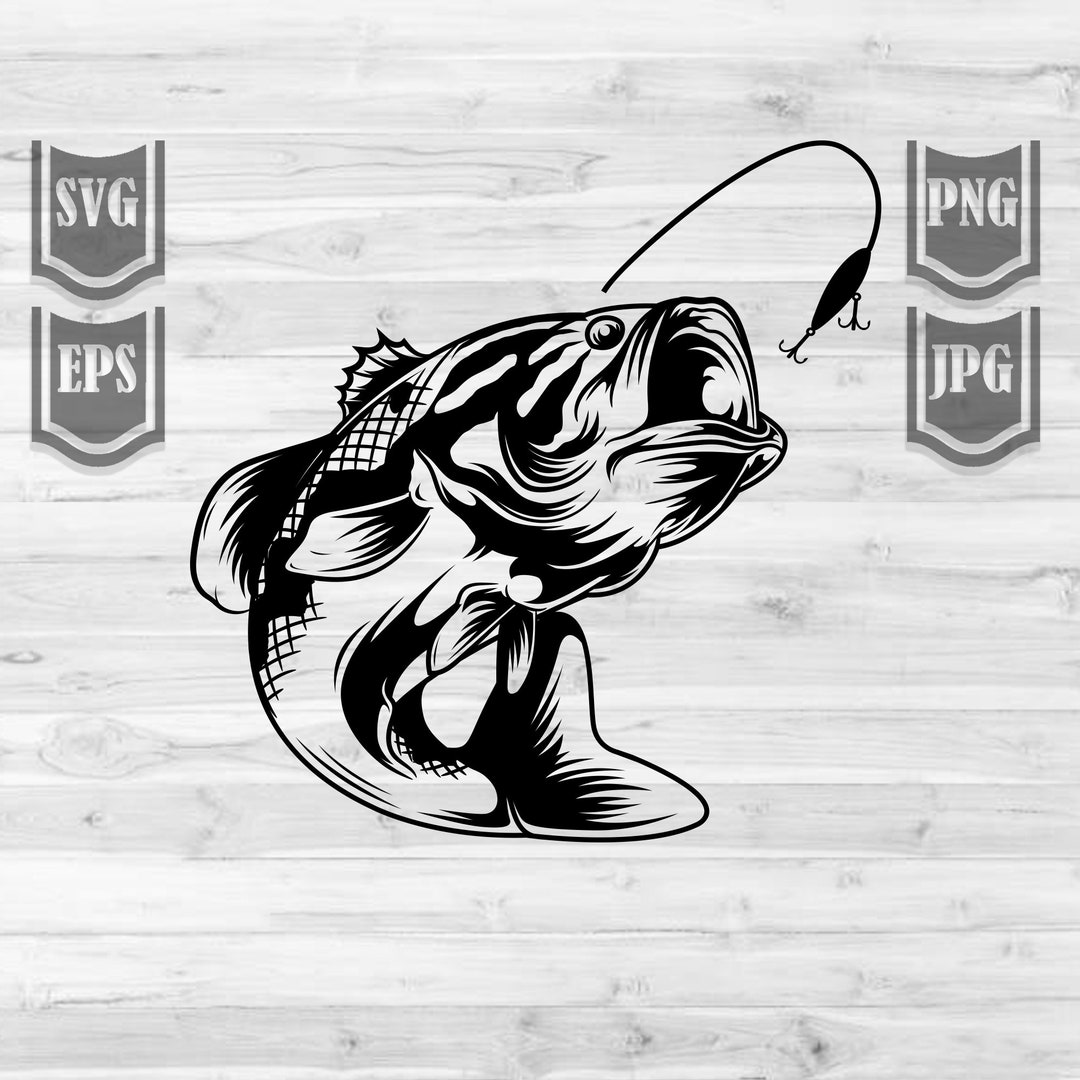 Bass Fishing Svg Bassfish Clipart Angler Dad Shirt Png - Etsy