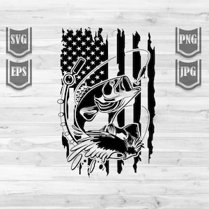 US Bass Fishing Svg File || US Flag Bass Fish || USA bass Fish || Us bass angling Svg || Bass Fish Svg || Bass Fish Clipart || Cut Files