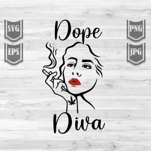 Dope Diva svg | High Pretty Girl Clipart | Rasta Woman Cutfile | 420 Shirt png | Kush dxf | Raucher Weed Schablone | Marihuana png | Cannabis