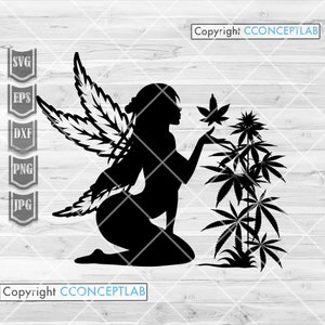 Fada da erva svg | Clipart de cannabis | Arquivo de corte de fada sexy | Estêncil de maconha | Camisa 420 png | Kush Life dxf | Fumar baseado jpg | Rasta