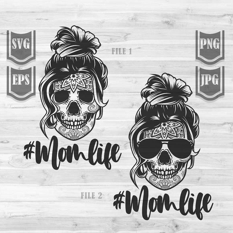 Download Messy Bun Hair Skull Svg File Mom life svg Messy Bun | Etsy