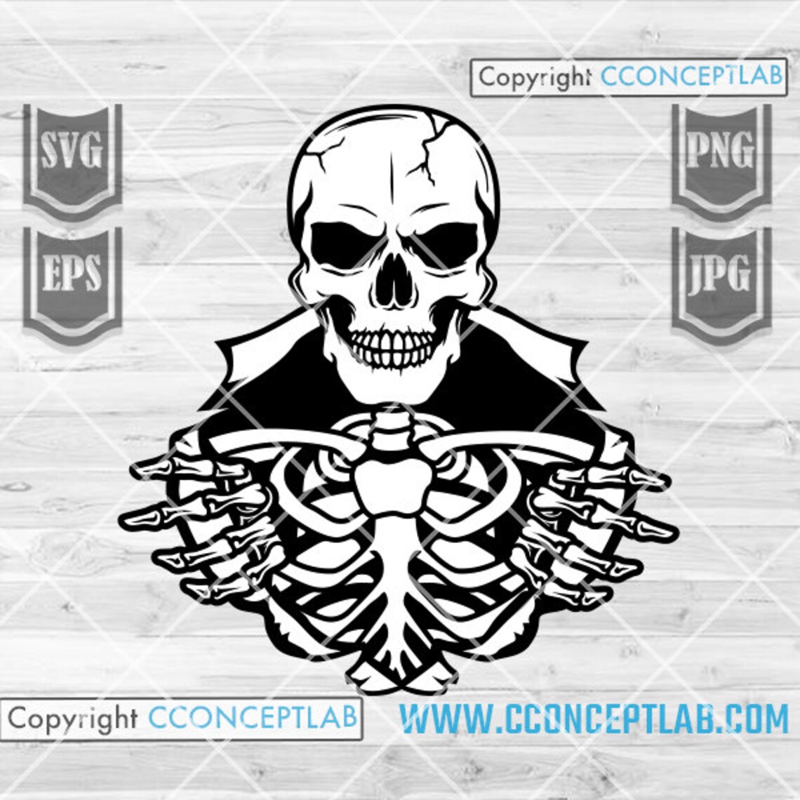 Ripped Shirt Skull Svg Skeleton Clipart Open Wall Illusion | Etsy