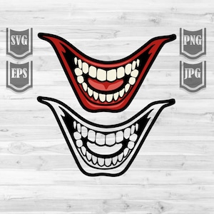 Happy Smile Svg File | Clown Smile clipart | Joker Smile Cut File | Joker Teeth Svg | Clown Laughing png | Smiling Open Mouth Illustration