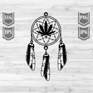 Dope Traumfänger SVG | Marihuana-Schnittdatei | Cannabis Schablone | Boho Kush Clipart | 420 Shirt png | Tipi Rasta Anhänger dxf | Raucher Joint