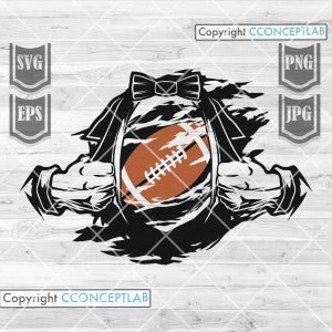 Déchirer Football svg | Couper la poitrine ouverte | Chemise du jour du match png | Pochoir de fan de football | Idée cadeau papa joueur dxf | Clipart de sport | BallLife