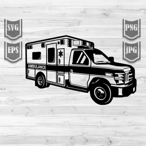 Ambulance Clipart Svg File || Rescue Svg || Rescue Truck Svg || Emergency vehicle Svg || Medical Vehicle Svg || Ambulance Shirt || CutFiles
