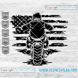US Biker Scene svg | Rider Back View Clipart | Sport Dad Cutfile | USA Bike Club Shirt png | Motorfiets Stencil | Grote Motorfiets Rally dxf