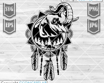 Outdoor Elephant Mandala Dream Catcher svg | Elephant svg | Mandala svg | Outdoor svg | Elephant Clipart | Dream Catcher png | Elephant png