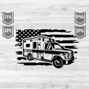 US Ambulance Clipart Svg File || Rescue Svg || Rescue Truck Svg || US Emergency vehicle Svg || Medical Vehicle Svg || US Ambulance Shirt