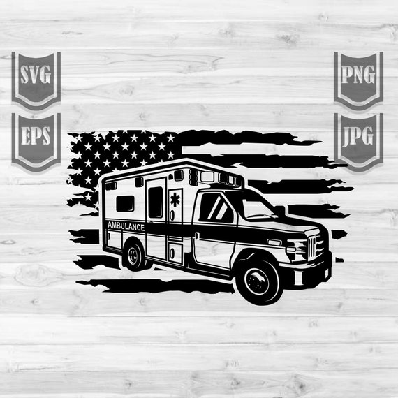 US Ambulance Clipart Svg File || Rescue Svg || Rescue Truck Svg || US Emergency vehicle Svg || Medical Vehicle Svg || US Ambulance Shirt