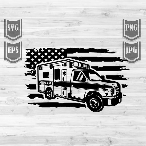 US Ambulance Clipart Svg File || Rescue Svg || Rescue Truck Svg || US Emergency vehicle Svg || Medical Vehicle Svg || US Ambulance Shirt