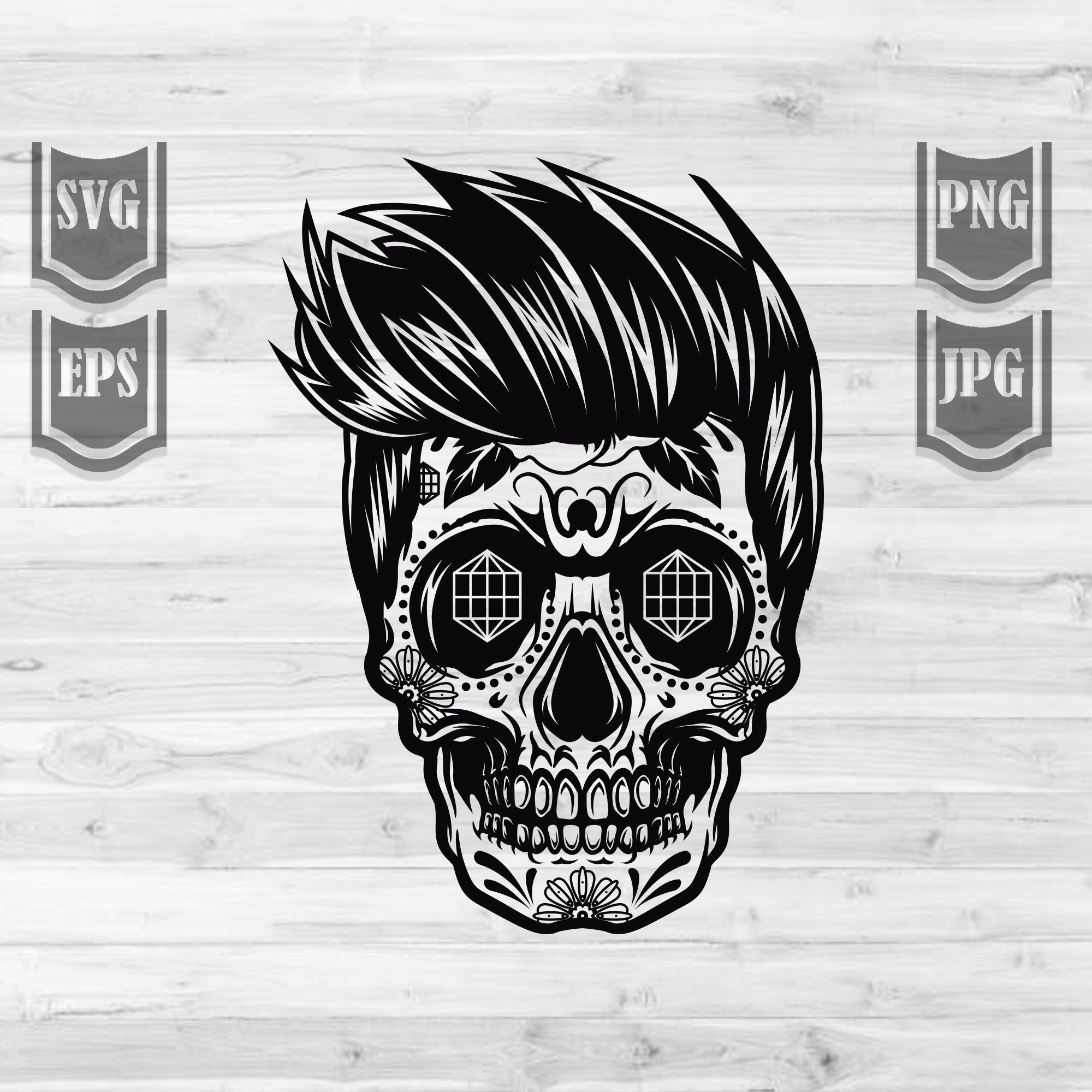 Buy Sugar Skull Illustration Svg Rocker Punk Skull Clipart Online in India  - Etsy