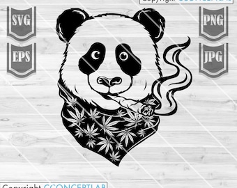 Weed svg | Weed High Panda svg | Animal Smoking Joint Clipart | Rasta Wild Life Cutfile | 420 Shirt png | Stoned Bear | Cannabis | Marijuana