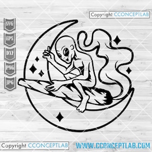 Alien Unkraut svg | Hoch wie der Mond Clipart | Cannabis Cutdatei | Rauchen gemeinsam dxf | Rasta Shirt png | 420 Kush Puff Schablone | Marihuana jpeg