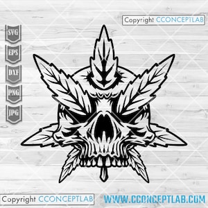 Unkraut Schädel svg | Stoner Dope Clipart | Cannabis Cutdatei | Rauchen gemeinsam dxf | Stoned Rasta Shirt png | 420 Kush Schablone | Marihuana Blatt jpg