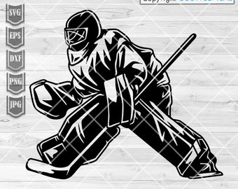 Hockey Goalie svg | Ice Hockey Player dxf | Goalkeeper Cutfile | Sports Dad Clipart | Goaltender Stencil | Game Day Shirt png | Stick Puck
